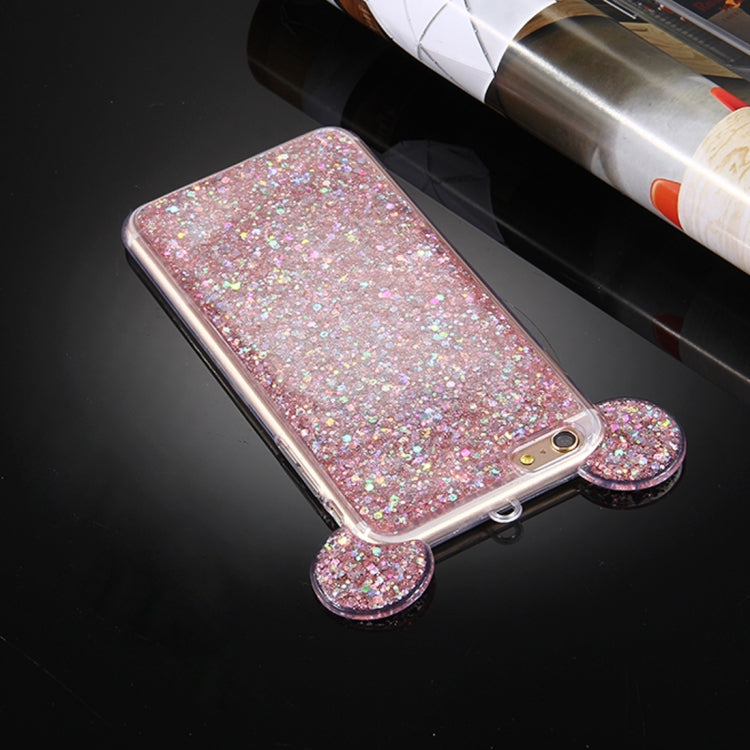 For iPhone 6 Plus & 6s Plus Glitter Powder Mouse Ear Soft TPU Protective Case with Sling Hole