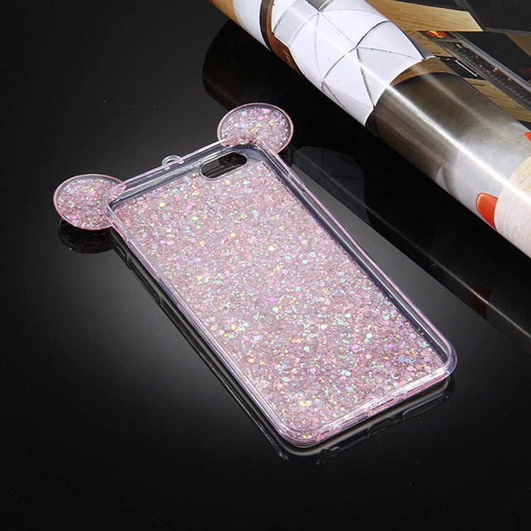 For iPhone 6 Plus & 6s Plus Glitter Powder Mouse Ear Soft TPU Protective Case with Sling Hole
