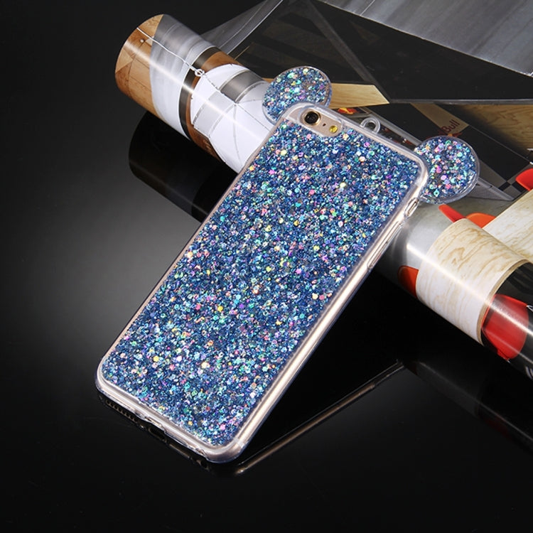 For iPhone 6 Plus & 6s Plus Glitter Powder Mouse Ear Soft TPU Protective Case with Sling Hole