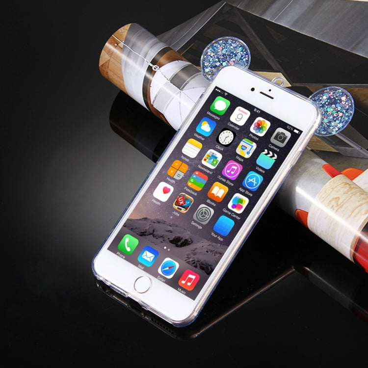 For iPhone 6 Plus & 6s Plus Glitter Powder Mouse Ear Soft TPU Protective Case with Sling Hole