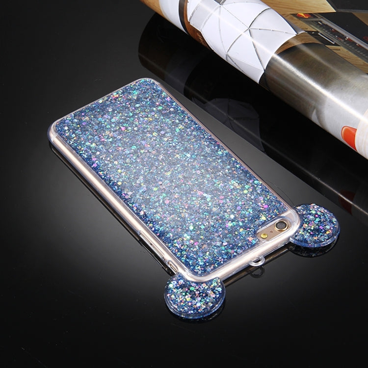 For iPhone 6 Plus & 6s Plus Glitter Powder Mouse Ear Soft TPU Protective Case with Sling Hole