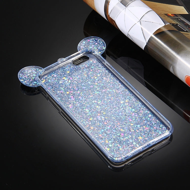For iPhone 6 Plus & 6s Plus Glitter Powder Mouse Ear Soft TPU Protective Case with Sling Hole