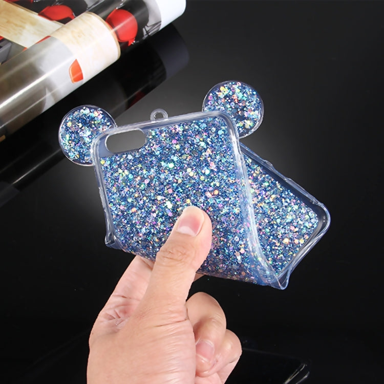 For iPhone 6 Plus & 6s Plus Glitter Powder Mouse Ear Soft TPU Protective Case with Sling Hole