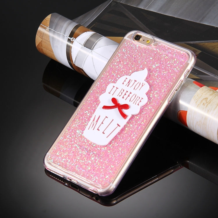 For iPhone 6 Plus & 6s Plus Glitter Powder Ice Cream Words Pattern Soft TPU Protective Case