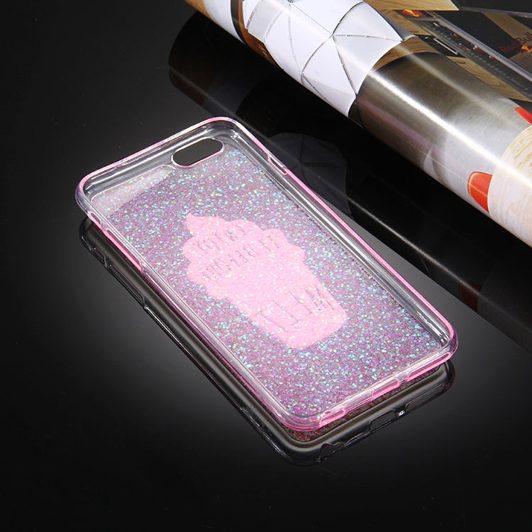 For iPhone 6 Plus & 6s Plus Glitter Powder Ice Cream Words Pattern Soft TPU Protective Case