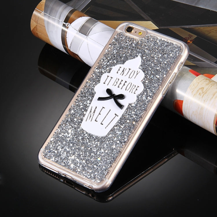 For iPhone 6 Plus & 6s Plus Glitter Powder Ice Cream Words Pattern Soft TPU Protective Case