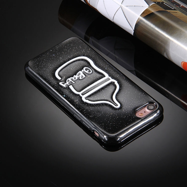 For iPhone 6 Plus & 6s Plus Glitter Powder Baby Bottle Pattern Soft TPU Protective Case(Black)
