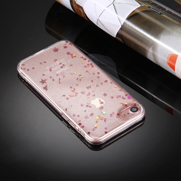 For iPhone 6 Plus & 6s Plus Transparent Stars Moon Glitter Powder Soft TPU Protective Case