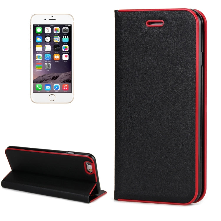 For iPhone 6 Plus & 6s Plus Cowhide Texture PC Bumper Frame Strong Magnetic Adsorption Horizontal Flip Leather Case with Card Slots & Holder