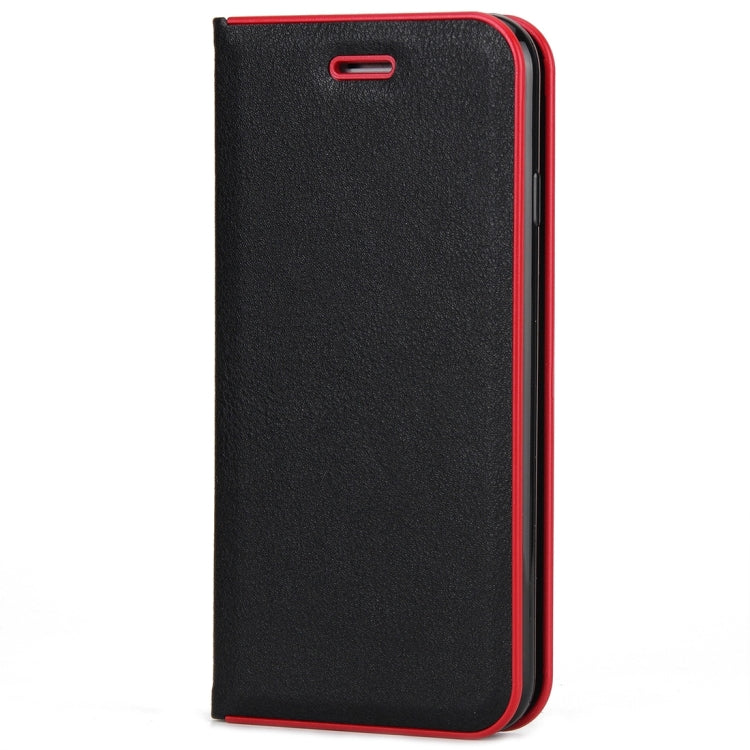 For iPhone 6 Plus & 6s Plus Cowhide Texture PC Bumper Frame Strong Magnetic Adsorption Horizontal Flip Leather Case with Card Slots & Holder