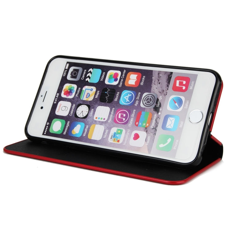 For iPhone 6 Plus & 6s Plus Cowhide Texture PC Bumper Frame Strong Magnetic Adsorption Horizontal Flip Leather Case with Card Slots & Holder