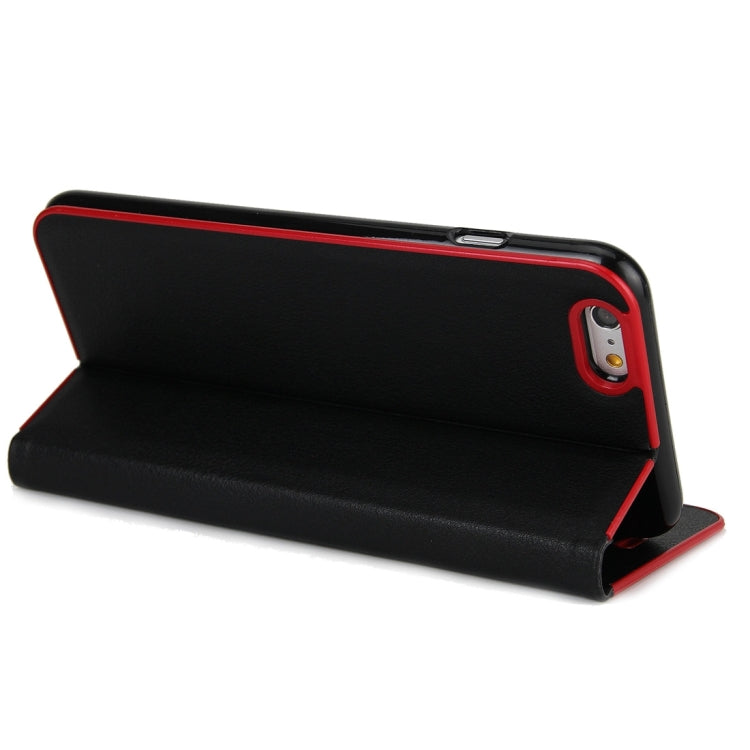 For iPhone 6 Plus & 6s Plus Cowhide Texture PC Bumper Frame Strong Magnetic Adsorption Horizontal Flip Leather Case with Card Slots & Holder