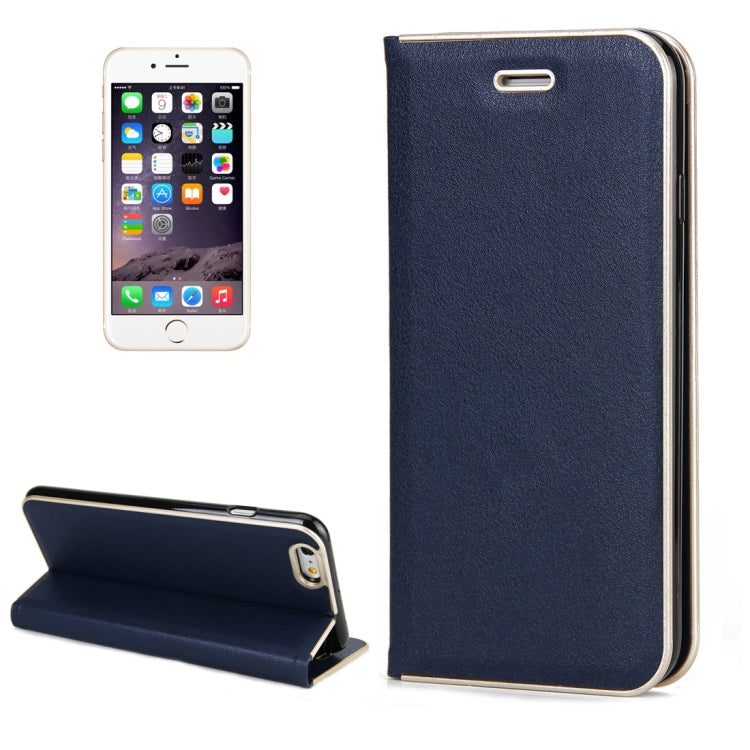 For iPhone 6 Plus & 6s Plus Cowhide Texture PC Bumper Frame Strong Magnetic Adsorption Horizontal Flip Leather Case with Card Slots & Holder