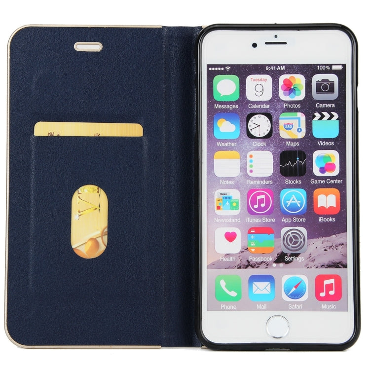 For iPhone 6 Plus & 6s Plus Cowhide Texture PC Bumper Frame Strong Magnetic Adsorption Horizontal Flip Leather Case with Card Slots & Holder