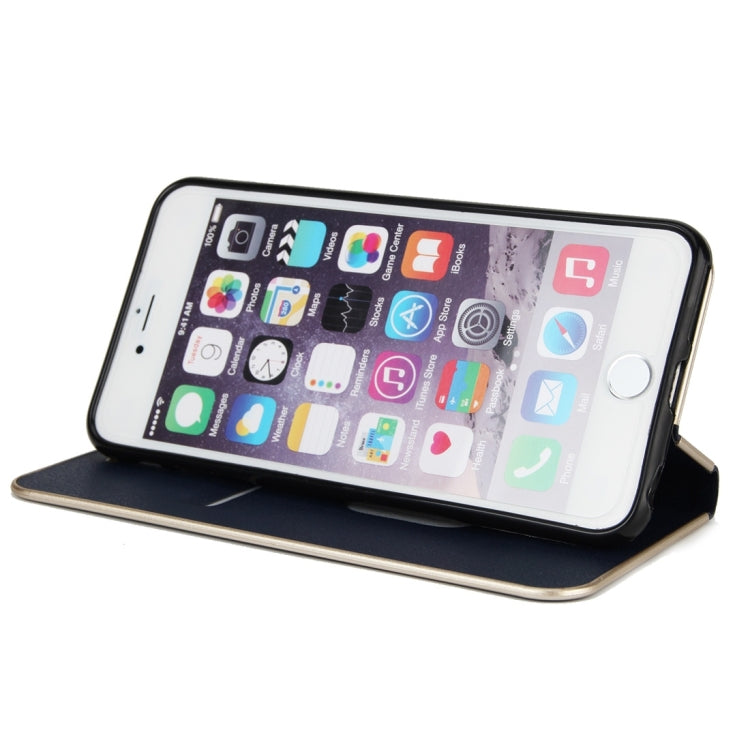 For iPhone 6 Plus & 6s Plus Cowhide Texture PC Bumper Frame Strong Magnetic Adsorption Horizontal Flip Leather Case with Card Slots & Holder