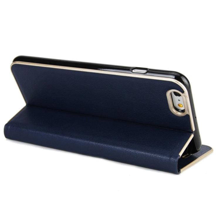 For iPhone 6 Plus & 6s Plus Cowhide Texture PC Bumper Frame Strong Magnetic Adsorption Horizontal Flip Leather Case with Card Slots & Holder