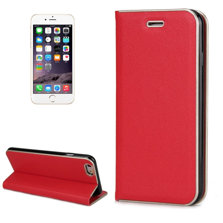 For iPhone 6 Plus & 6s Plus Cowhide Texture PC Bumper Frame Strong Magnetic Adsorption Horizontal Flip Leather Case with Card Slots & Holder
