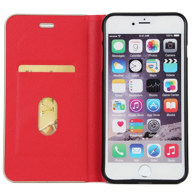 For iPhone 6 Plus & 6s Plus Cowhide Texture PC Bumper Frame Strong Magnetic Adsorption Horizontal Flip Leather Case with Card Slots & Holder