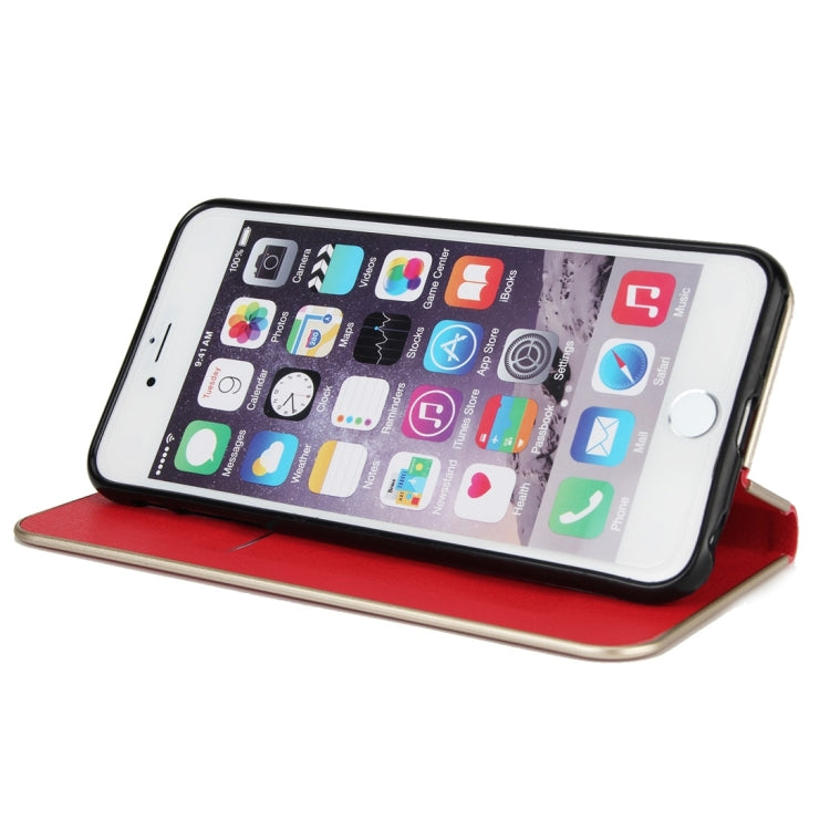 For iPhone 6 Plus & 6s Plus Cowhide Texture PC Bumper Frame Strong Magnetic Adsorption Horizontal Flip Leather Case with Card Slots & Holder