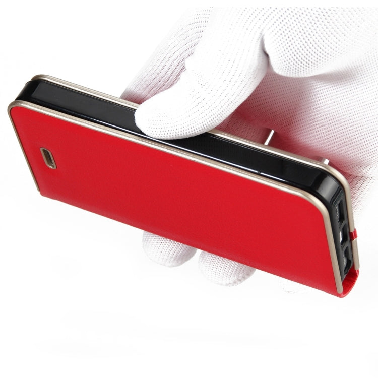For iPhone 6 Plus & 6s Plus Cowhide Texture PC Bumper Frame Strong Magnetic Adsorption Horizontal Flip Leather Case with Card Slots & Holder