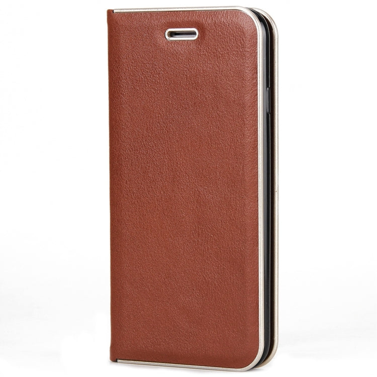 For iPhone 6 Plus & 6s Plus Cowhide Texture PC Bumper Frame Strong Magnetic Adsorption Horizontal Flip Leather Case with Card Slots & Holder
