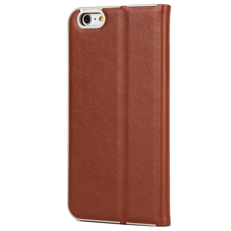 For iPhone 6 Plus & 6s Plus Cowhide Texture PC Bumper Frame Strong Magnetic Adsorption Horizontal Flip Leather Case with Card Slots & Holder