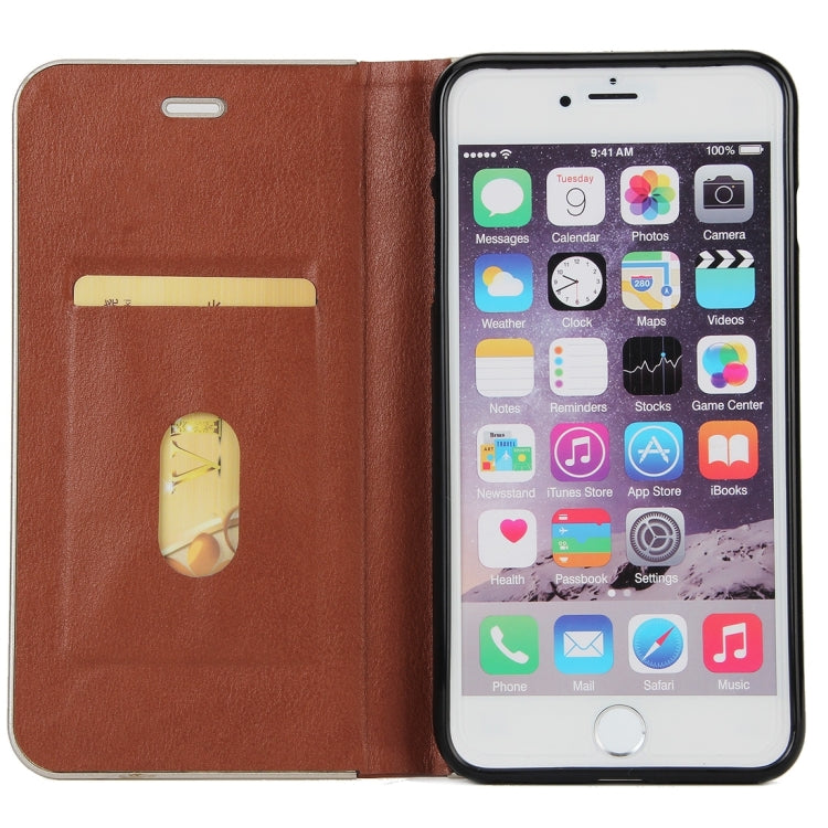 For iPhone 6 Plus & 6s Plus Cowhide Texture PC Bumper Frame Strong Magnetic Adsorption Horizontal Flip Leather Case with Card Slots & Holder