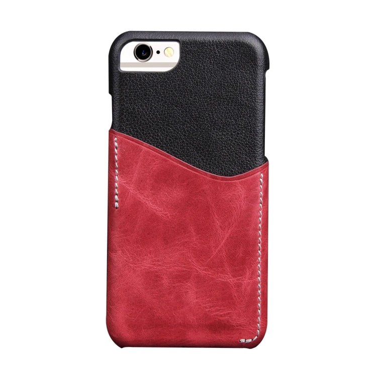 For iPhone 6 Plus & 6s Plus Genuine Cowhide Leather Color Matching Back Cover Case with Card Slot