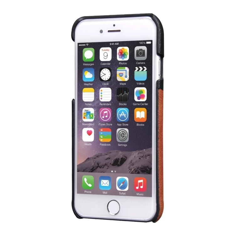 For iPhone 6 Plus & 6s Plus Genuine Cowhide Leather Color Matching Back Cover Case with Card Slot