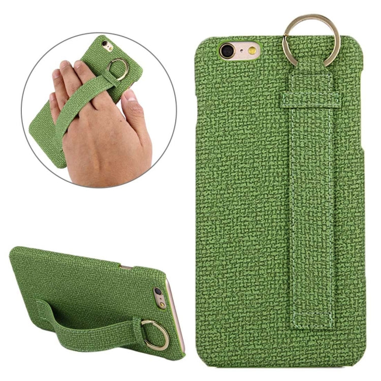 For iPhone 6 Plus & 6s Plus Denim Texture Paste Skin Leather Case with Holder & Ring & Elastic Hand Strap