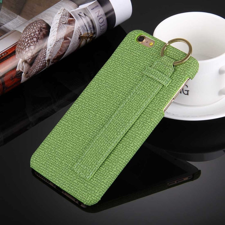 For iPhone 6 Plus & 6s Plus Denim Texture Paste Skin Leather Case with Holder & Ring & Elastic Hand Strap