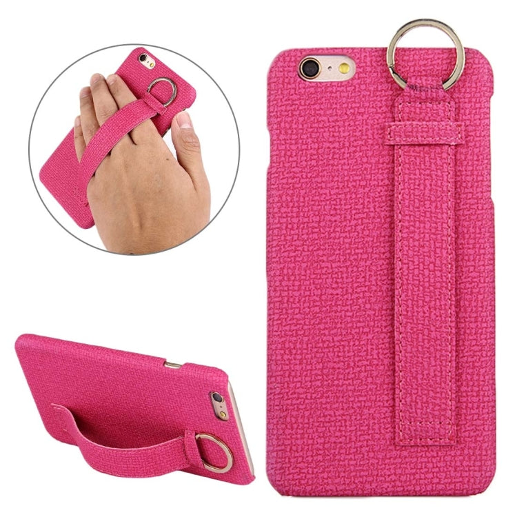 For iPhone 6 Plus & 6s Plus Denim Texture Paste Skin Leather Case with Holder & Ring & Elastic Hand Strap