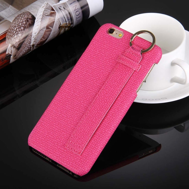 For iPhone 6 Plus & 6s Plus Denim Texture Paste Skin Leather Case with Holder & Ring & Elastic Hand Strap