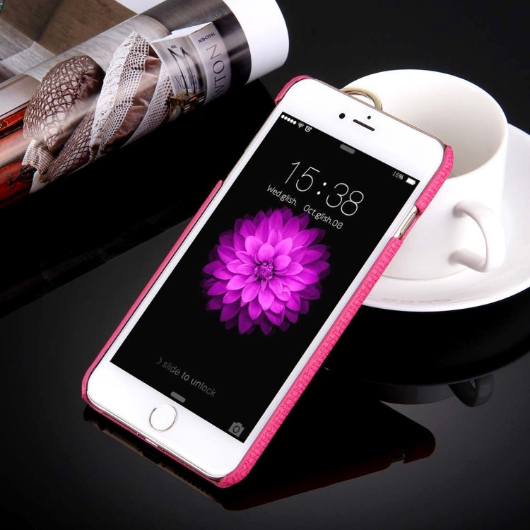 For iPhone 6 Plus & 6s Plus Denim Texture Paste Skin Leather Case with Holder & Ring & Elastic Hand Strap