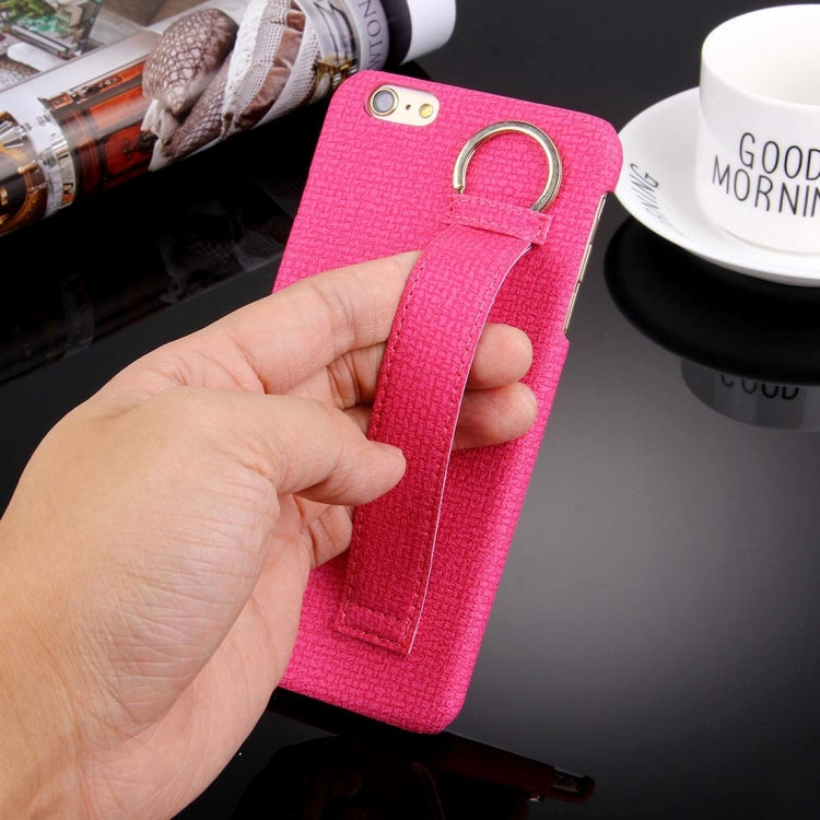 For iPhone 6 Plus & 6s Plus Denim Texture Paste Skin Leather Case with Holder & Ring & Elastic Hand Strap