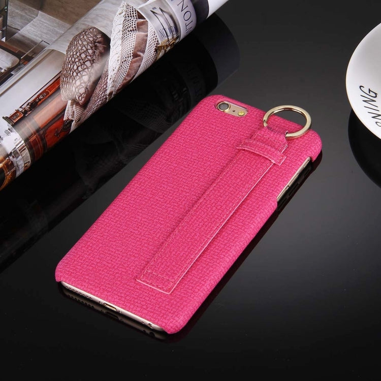 For iPhone 6 Plus & 6s Plus Denim Texture Paste Skin Leather Case with Holder & Ring & Elastic Hand Strap