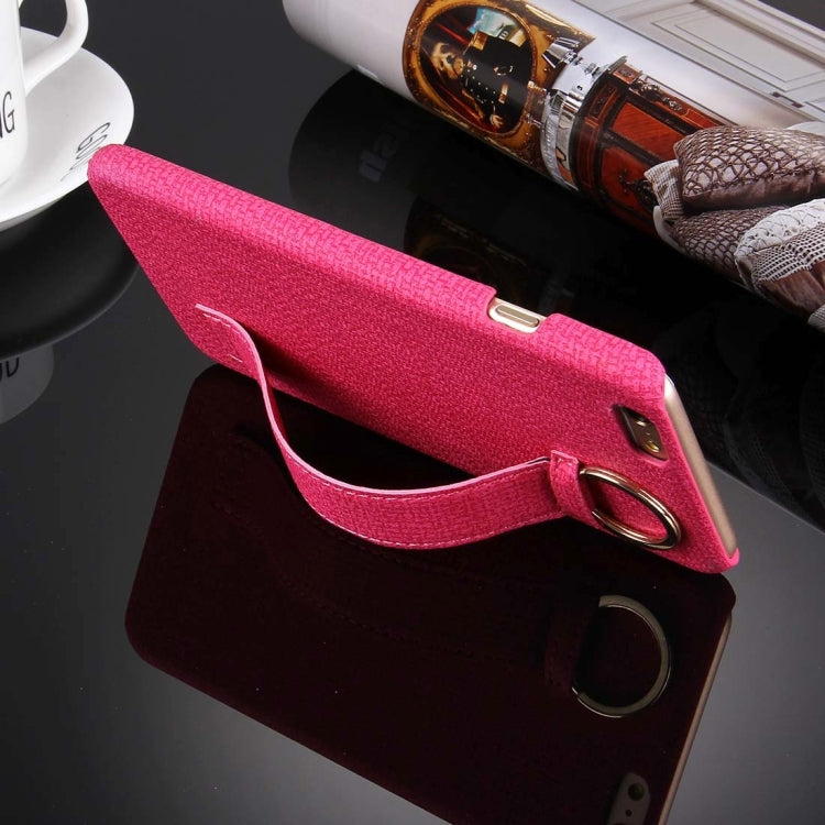 For iPhone 6 Plus & 6s Plus Denim Texture Paste Skin Leather Case with Holder & Ring & Elastic Hand Strap