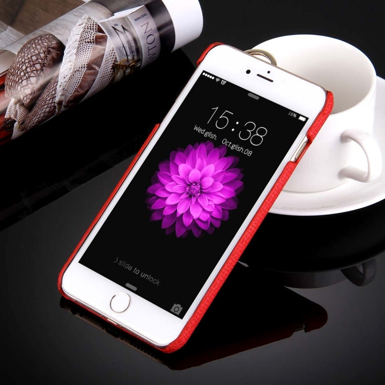 For iPhone 6 Plus & 6s Plus Denim Texture Paste Skin Leather Case with Holder & Ring & Elastic Hand Strap