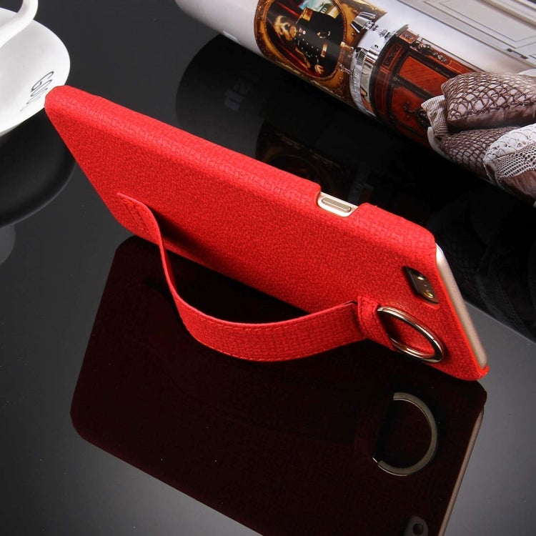 For iPhone 6 Plus & 6s Plus Denim Texture Paste Skin Leather Case with Holder & Ring & Elastic Hand Strap
