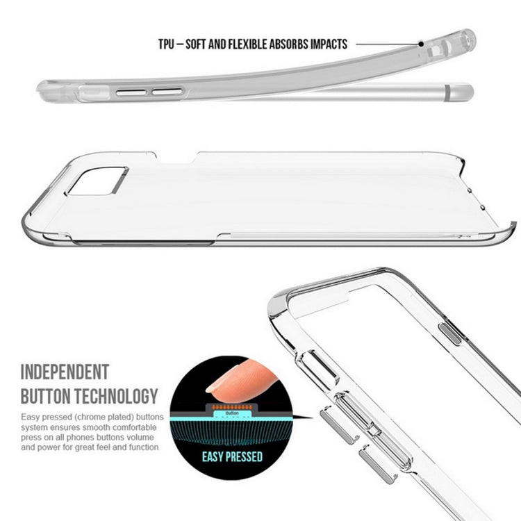 For iPhone 6 Plus & 6s Plus PC + TPU Chrome Plated Press Button Transparent Protective Back Cover Case