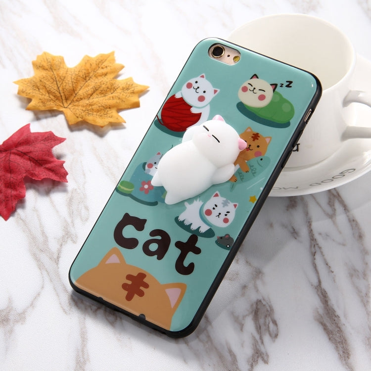 For iPhone 6 Plus & 6s Plus 3D Green Background Lovely Cat Cartoon Pattern Squeeze Relief IMD Workmanship Squishy Dropproof Protective Back Cover Case