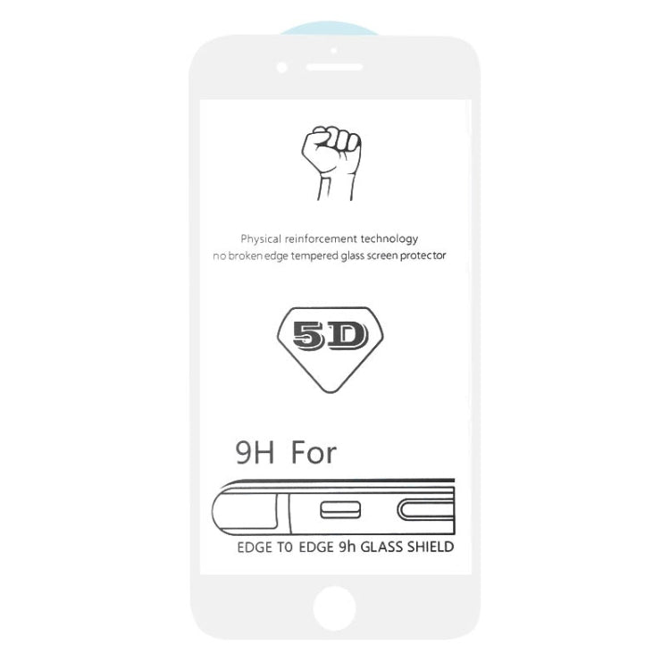 25 PCS 9H 5D White Full Glue Full Screen Tempered Glass Film for iPhone 6 Plus / 6s Plus