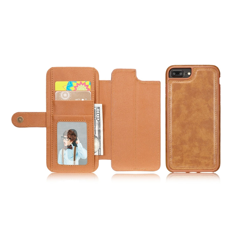 For iPhone 6 Plus & 6s Plus Detachable Retro PU Leather Texture Horizontal Flip Protective Leather Case with Card Slots & Holder & Wallet & Photo Frame