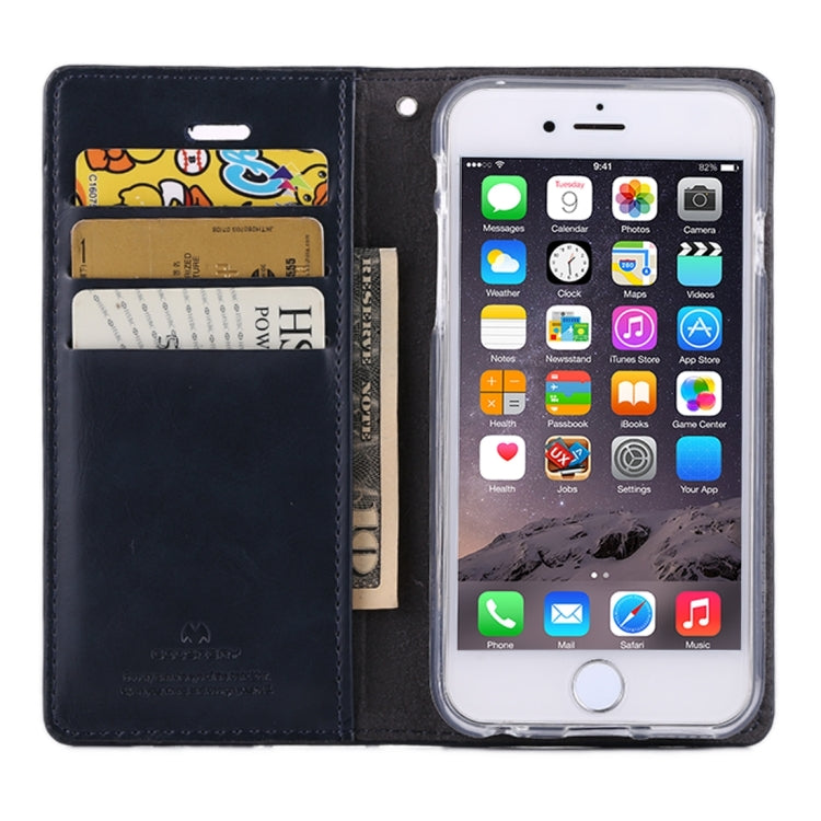GOOSPERY BLUE MOON FLIP for iPhone 6 Plus & 6s Plus Crazy Horse Texture PU + TPU Horizontal Flip Leather Case with Holder & Card Slots & Wallet