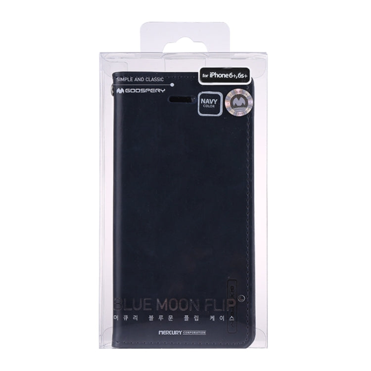 GOOSPERY BLUE MOON FLIP for iPhone 6 Plus & 6s Plus Crazy Horse Texture PU + TPU Horizontal Flip Leather Case with Holder & Card Slots & Wallet