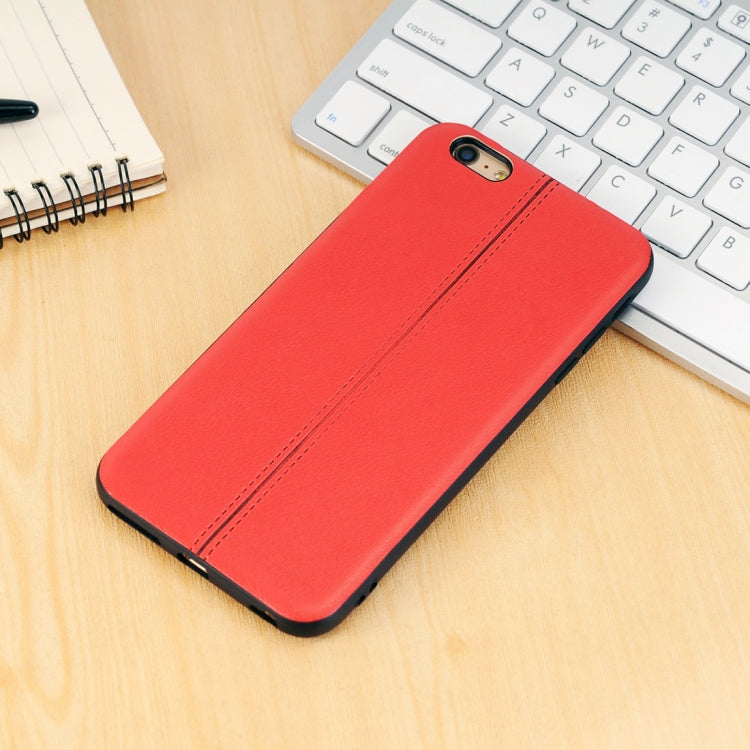 For iPhone 6 Plus & 6s Plus Plain Weave Texture Leather Surface Protective Back Cover Case