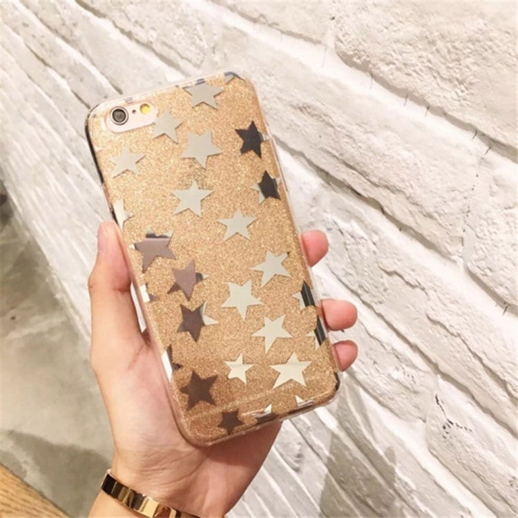 For iPhone 6 Plus & 6s Plus TPU Glitter Powder Star Pattern Drop-proof Protective Back Cover Case(Gold)