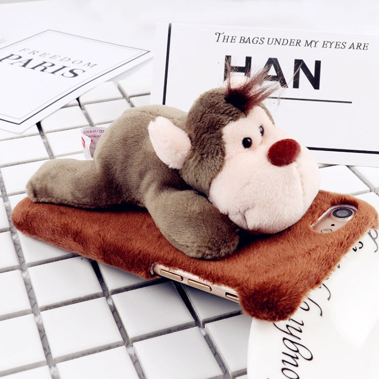 For iPhone 6 Plus & 6s Plus Fashion Plush Lovely Monkey Doll Toy Protective Back Cover Case (Brown)