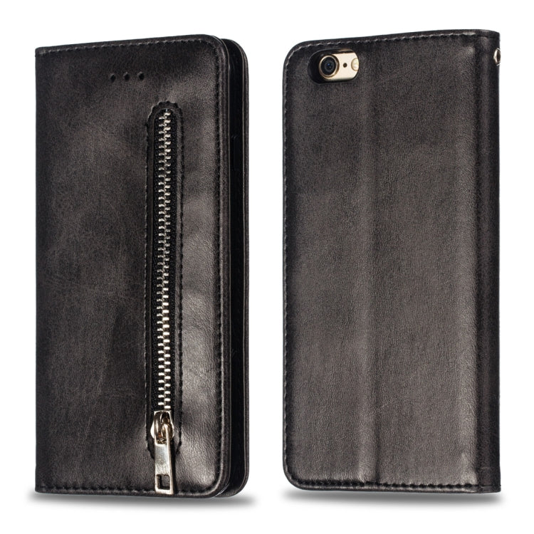 Calf Texture Zipper Magnetic Horizontal Flip Leather Case for iPhone 6s Plus / 6 Plus, with Wallet & Holder & Card Slots