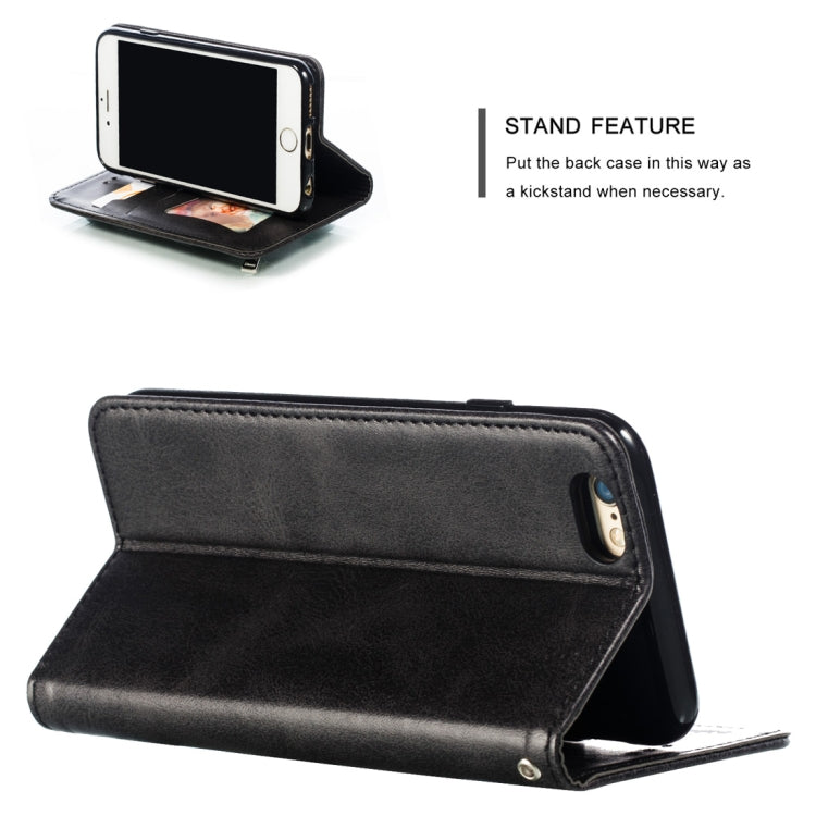 Calf Texture Zipper Magnetic Horizontal Flip Leather Case for iPhone 6s Plus / 6 Plus, with Wallet & Holder & Card Slots